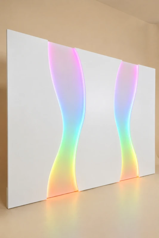 Biała podświetlana ścianka dekoracyjna 5-elementowa Velia RGB + White LED