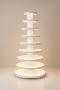 Podświetlana wielopoziomowa patera deserowa Luna Macaron 9 White LED na makaroniki