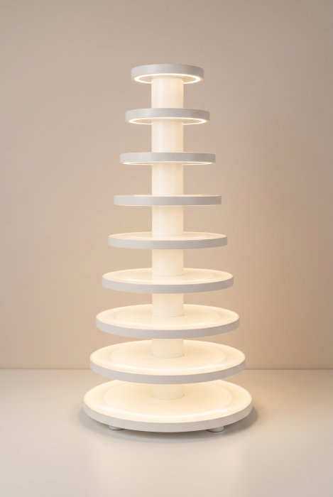 Podświetlana wielopoziomowa patera deserowa Luna Macaron 9 White LED na makaroniki