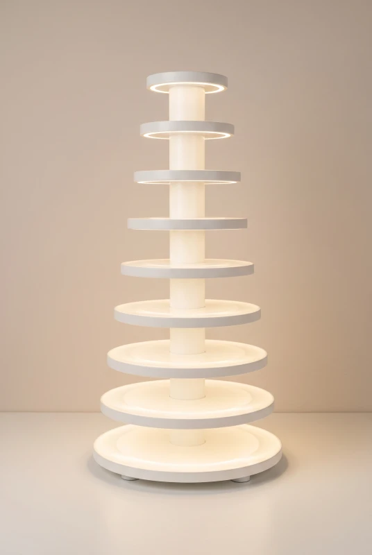 Podświetlana wielopoziomowa patera deserowa Luna Macaron 9 White LED na makaroniki