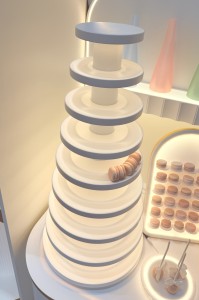 Podświetlana wielopoziomowa patera deserowa Luna Macaron 9 White LED na makaroniki
