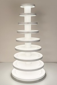 Podświetlana wielopoziomowa patera deserowa Luna Macaron 9 White LED na makaroniki