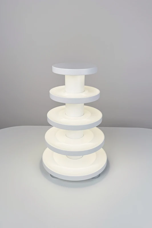 Podświetlana wielopoziomowa patera deserowa Luna Macaron 5 White LED na makaroniki