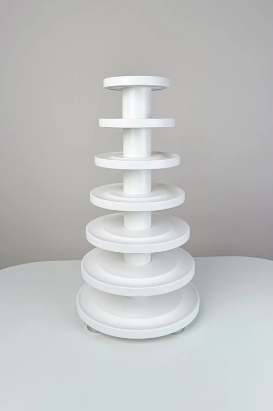 Podświetlana wielopoziomowa patera deserowa Luna Macaron 7 White LED na makaroniki