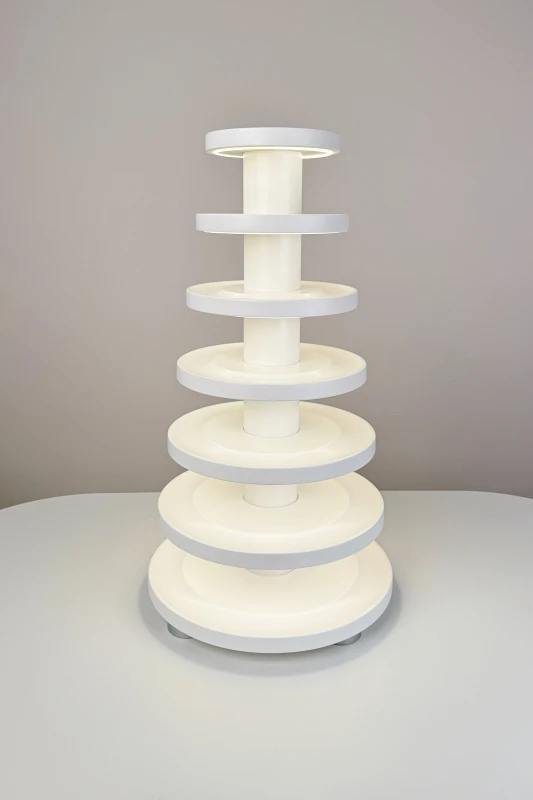 Podświetlana wielopoziomowa patera deserowa Luna Macaron 7 White LED na makaroniki